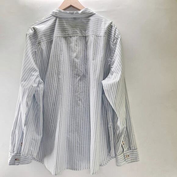 Chaps Womens Button Up Shirt Striped Poplin 3X Blue Embroidery Western Boho - Picture 5 of 10